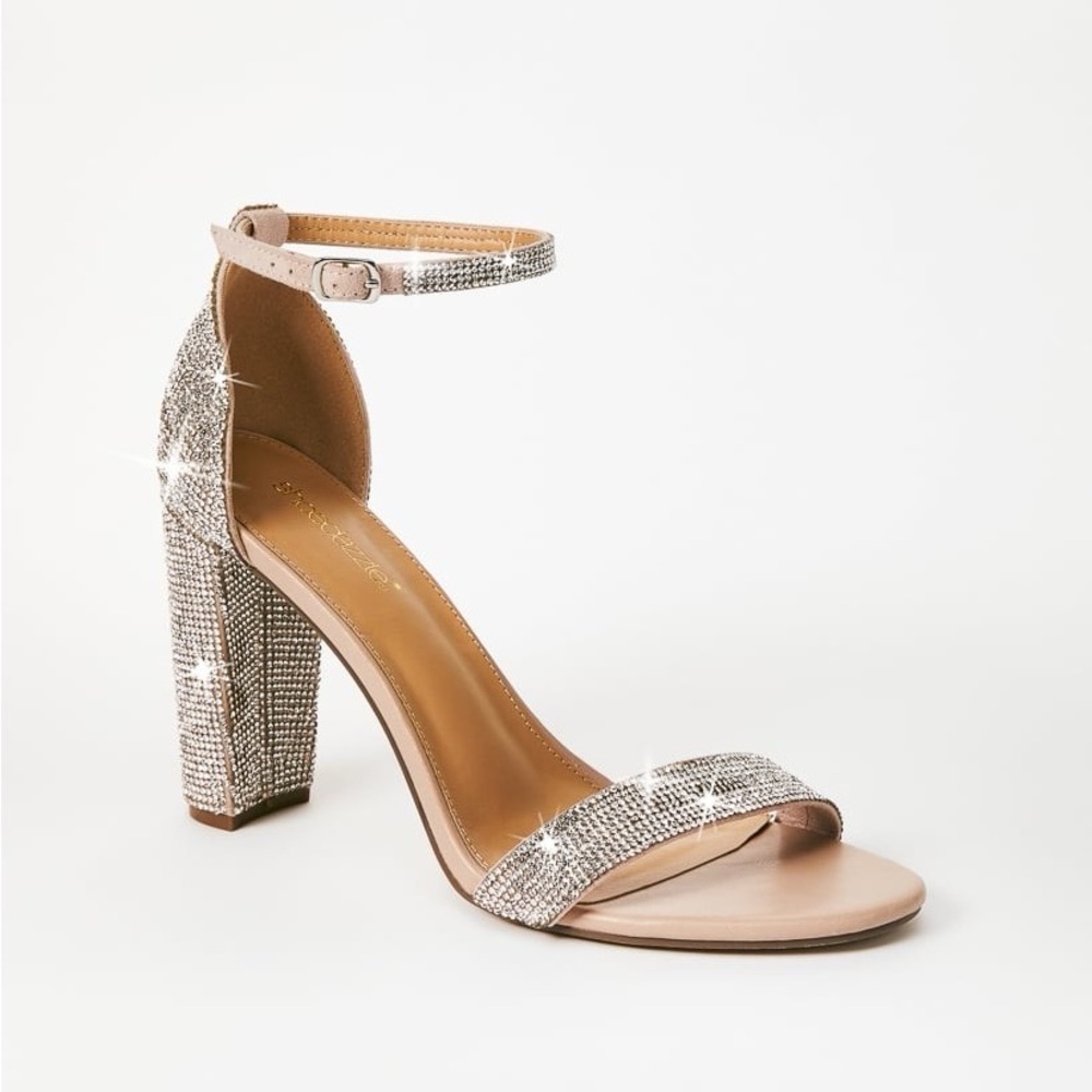 4” Block Heeled Sandal with Rhinestones